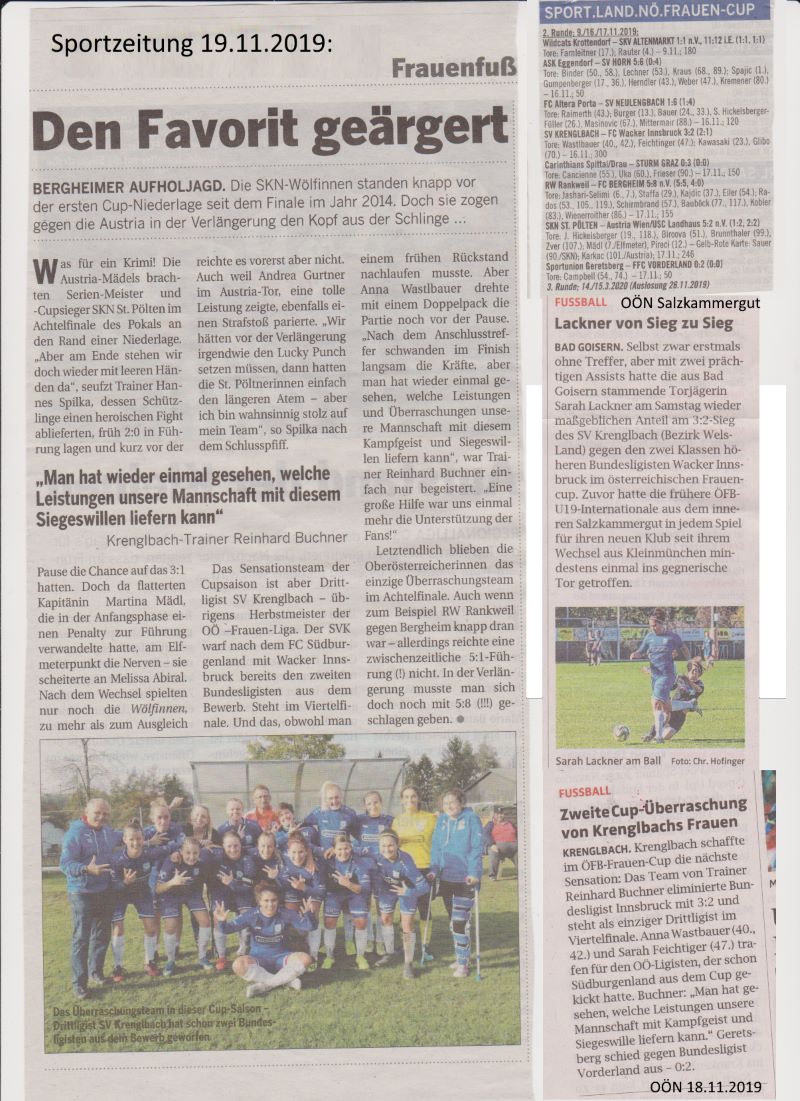Pressemeldungen zum Spiel Krenglbach gegen Wacker Innsbruck